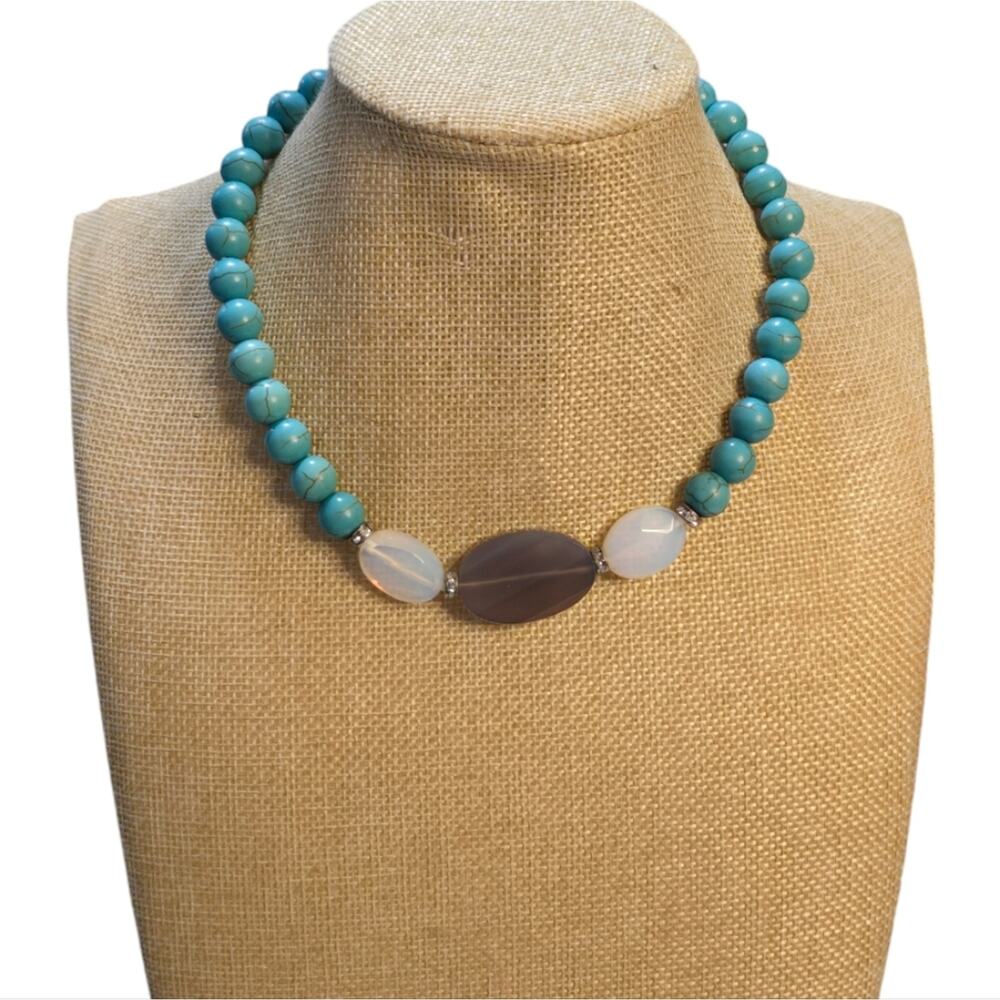 Lia Sophia Kiam RHYTHMIC Necklace $158 Turquoise, Agate, Crystals, & Glass Bead